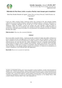 Hidrolato de Pau Rosa Aniba roseadora Ducke como insumo para cosméticos